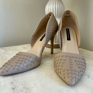French Connection Classic Ladies Leather Nude  Stiletto Shoes Size 10